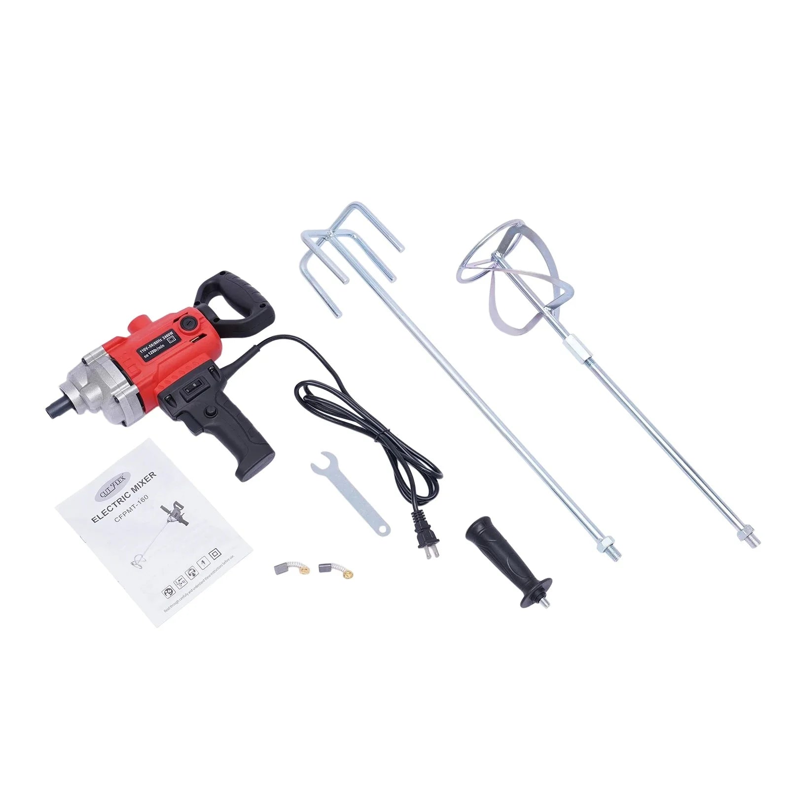 Drill Mixer Set with Spade Handle Electric Corded Mixing Drill Machine 2400W Motor Concrete Mud Mixer