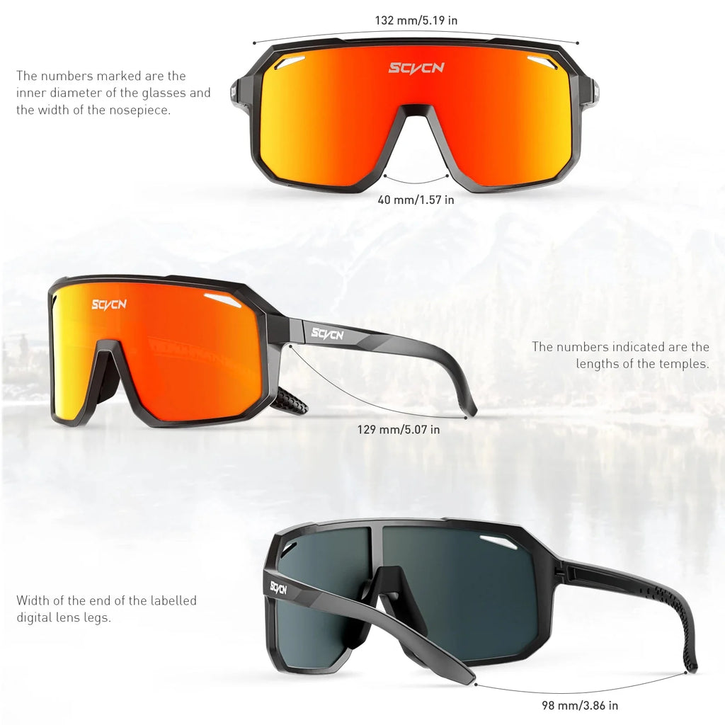 SCVCN Cycling Glasses Bike Mountain Bicycle Hiking Camping Golf UV400 Sunglasses Sport Protection Glasses for Men Women Baseball