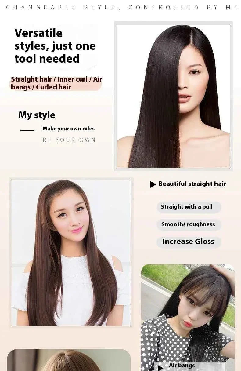 Dual Use Hair Straightener Curling Iron 4 Temperature Settings Portable Styling Tool for Straightening Curling Air Bangs