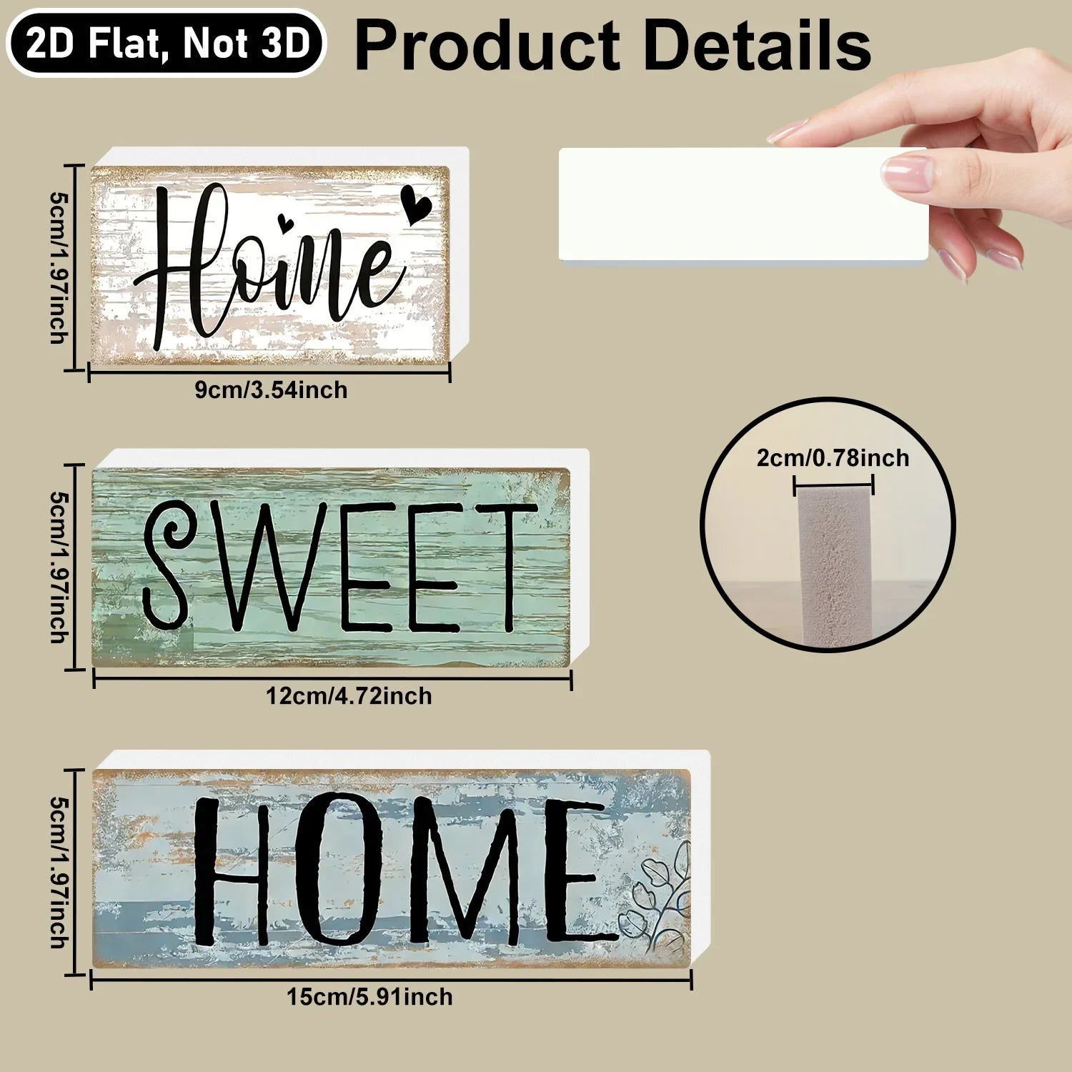PVC Farmhouse Tabletop Plaques & Signs, Rustic Home Tiered Tray Decor, Table Ornament for Kitchen Shelf, Home Sweet Home Sign