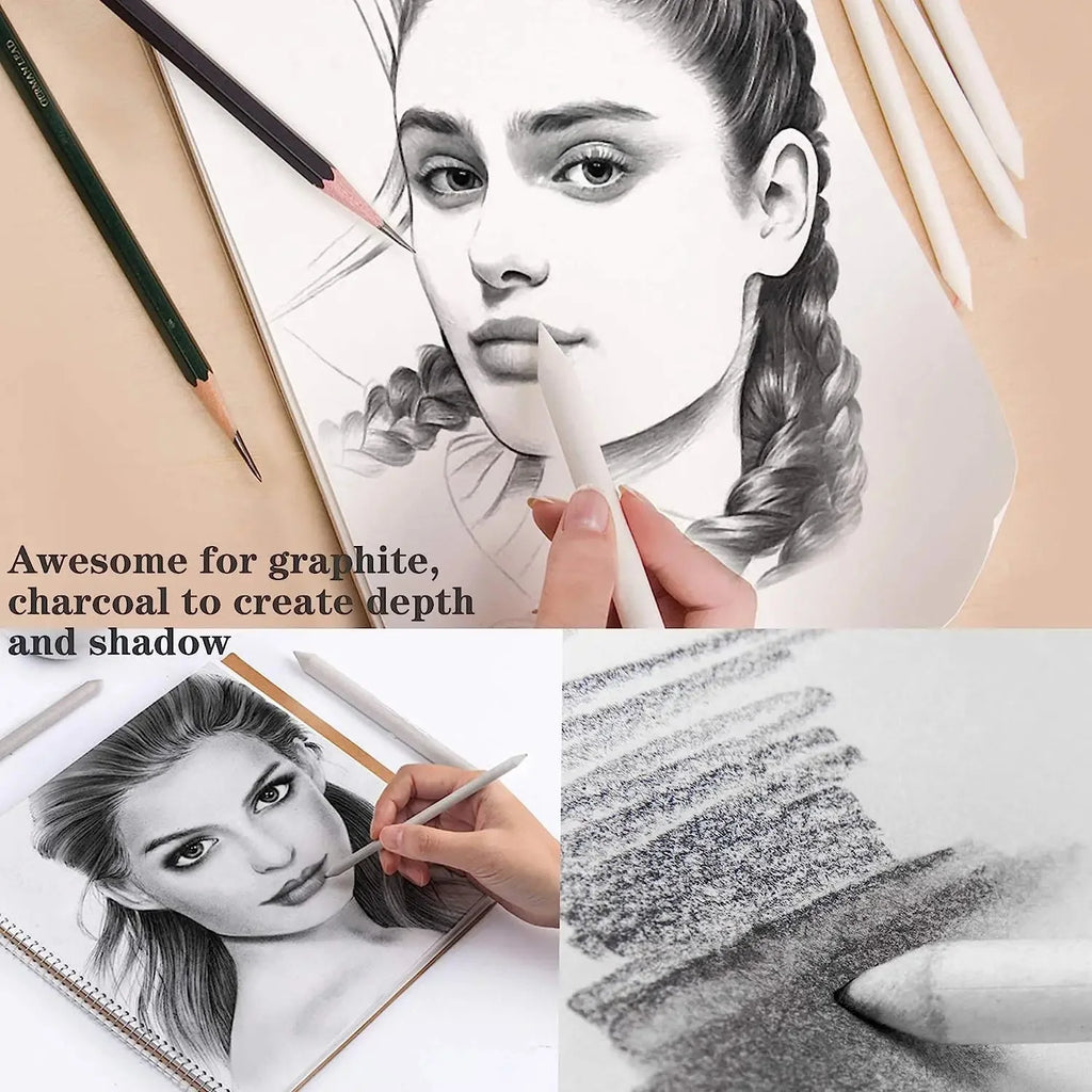 Art Supplies Drawing Tool Stump Rice Paper Sketch Double Head Smudge Stick Blending Stick White Drawing Pen Sketching Pencil