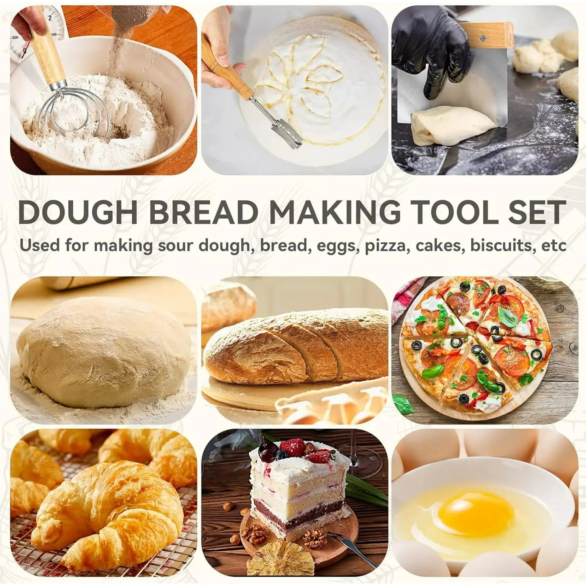 Sourdough Bread Baking Supplies Inclued Sourdough Danish Dough Whisk Bread Lame Scraper Dough Cutter Perfects Gift for Baker