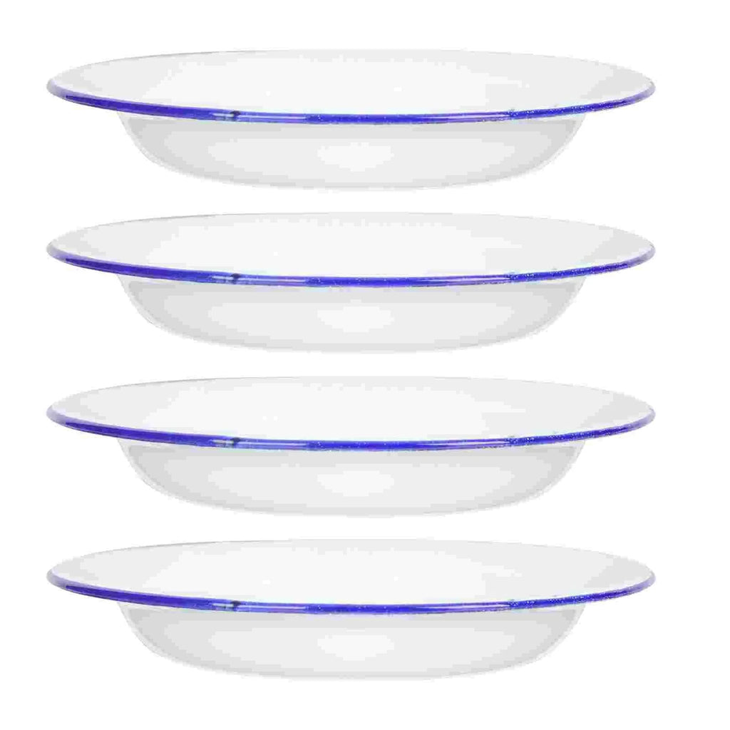 4 Pcs Serving Enamel Dish Set White Platters Enamelware Dishes Vegetarian Diet Dinner Plates