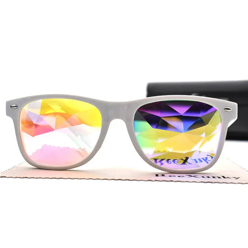 Classic Square Party Sunglasses Women Men Fashion EDM Light Diffraction Futuristic Rave Festival Sun Glasses Psychedelic Prism