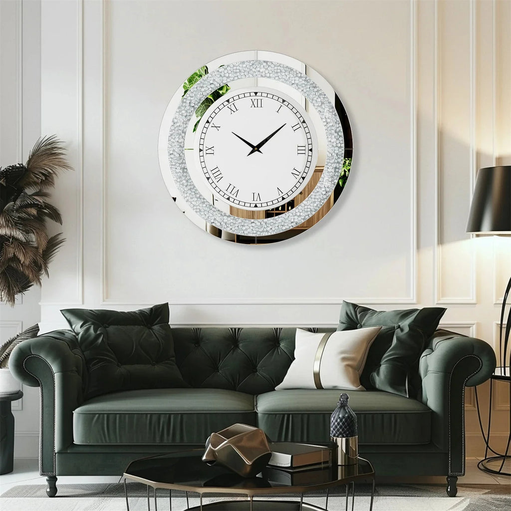 Sparkle & Twinkle Shining Mirrored Luxurious Home Modern Wall Clock 23" or 31"
