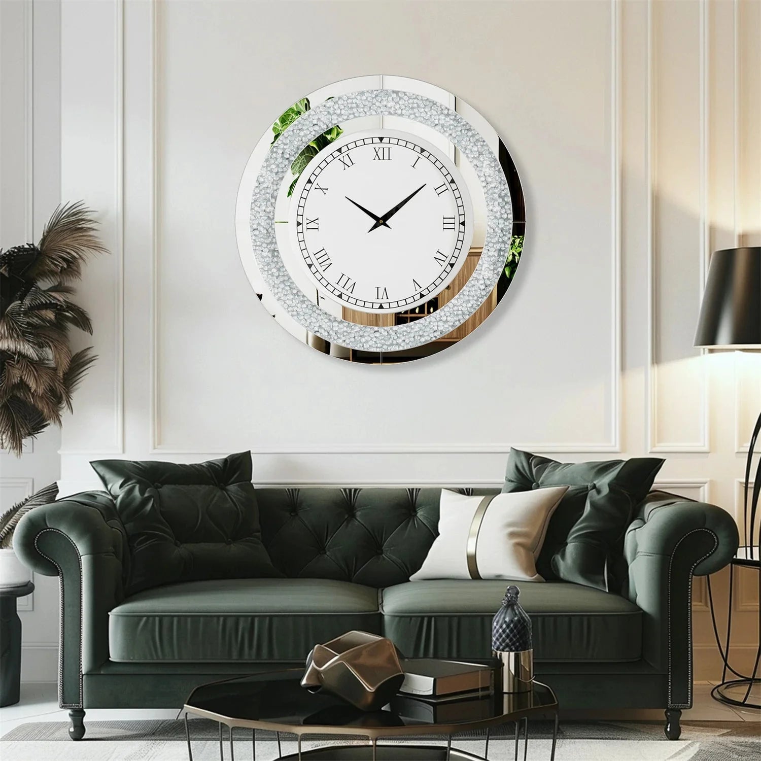 Sparkle & Twinkle Shining Mirrored Luxurious Home Modern Wall Clock 23" or 31"