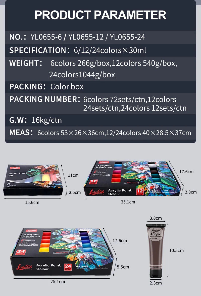 30ml Acrylic Paint for Wall Painting Waterproof And Sun Resistant Art Student Painting Materials Textile DIY Graffiti