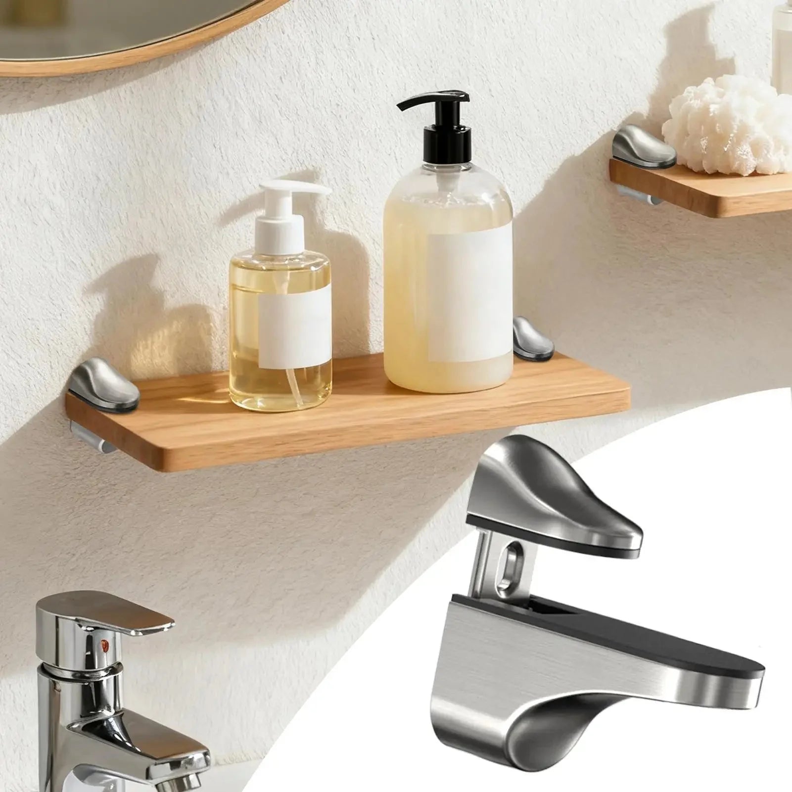 Shelf Brackets Adjustable Shower Glass Shelf Brackets Holder Parts Holder Support Clip Hardware for Wood Acrylic Cabinet Bar