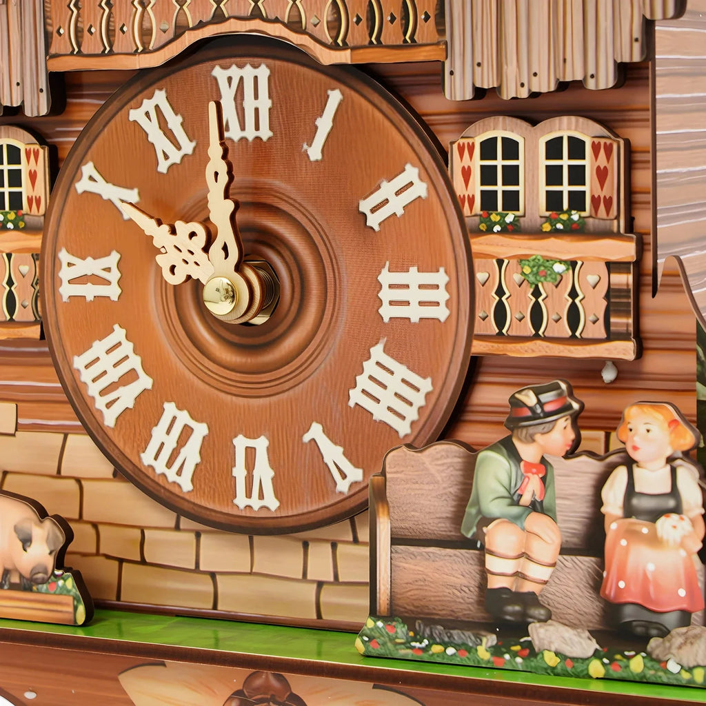 Nordic Style Designed Hanging Handmade Wood Cuckoo Clock w/ Chiming Bird 18"