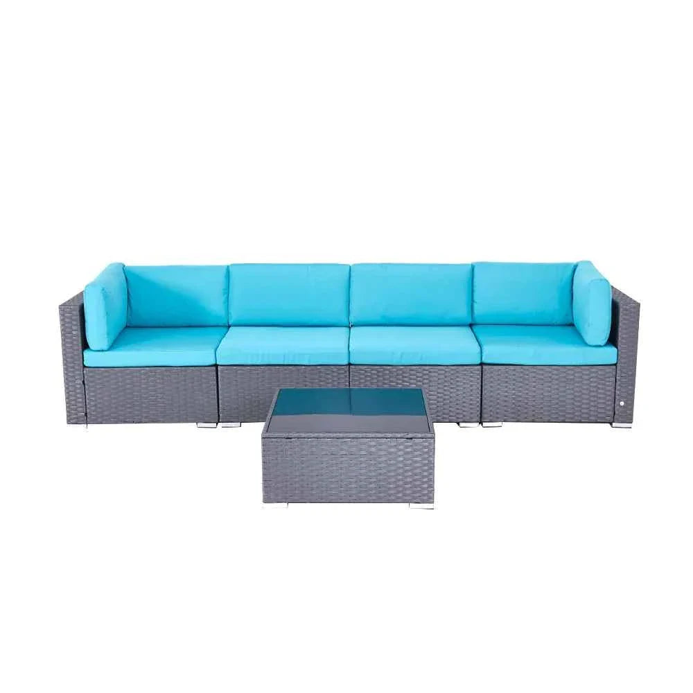 4-Piece Rattan Outdoor Furniture Set - Modern Wicker Sofa & Table for Garden & Patio