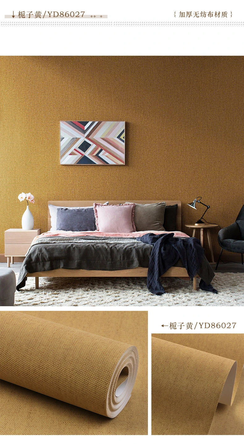 Modern Nordic Linen Textured Wallpaper – Eco-Friendly Non-Woven Solid Color Wall Covering