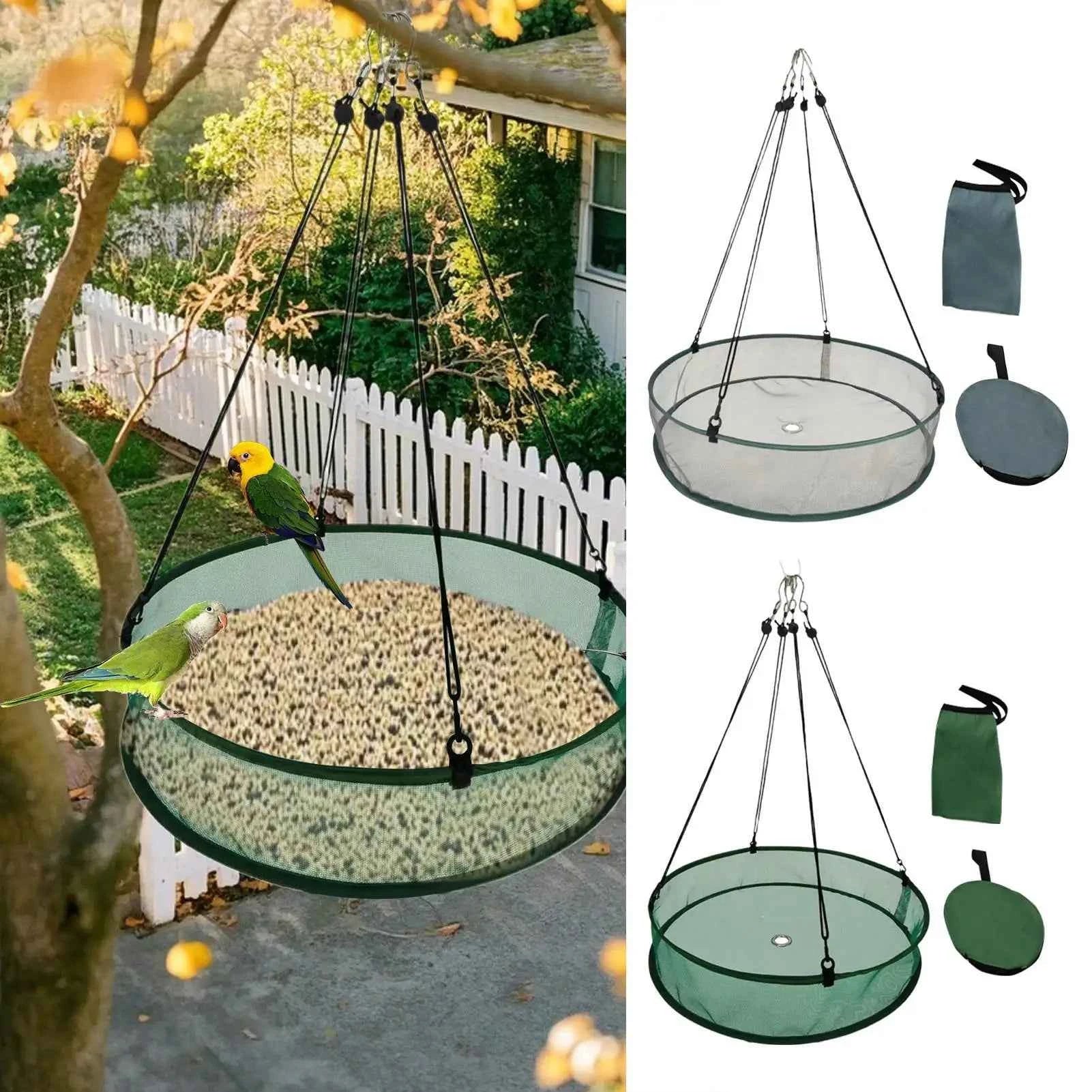 Bird Feeder Tray Attracting Birds Birds Food Catcher Hummingbird Feeder with Hanging Chain for Balcony Backyard Garden Yard