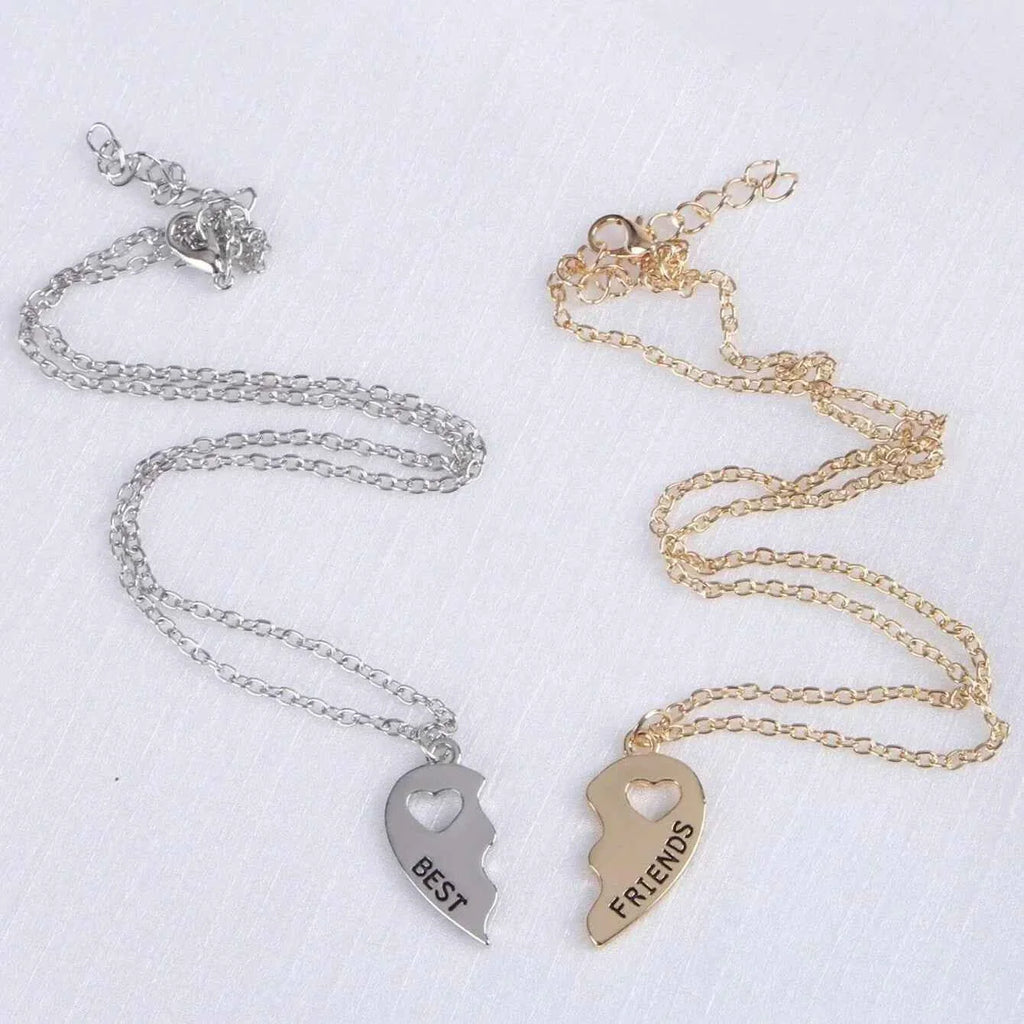 Best Friends Forever Necklace BFF - 2 half heart pendants