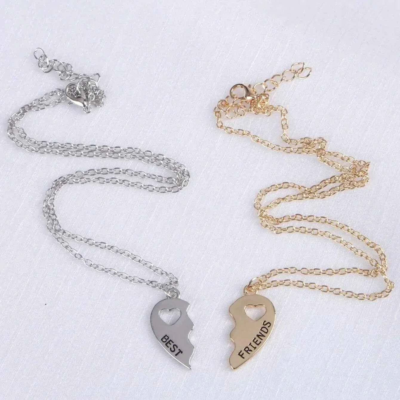 Best Friends Forever Necklace BFF - 2 half heart pendants