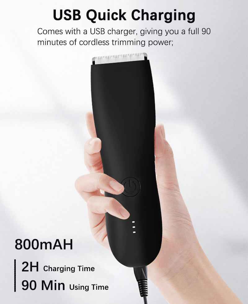 Professional Hair Clippers For Men Quiet Cordless Electric Groin & Pubic Body Hair Trimmer Wet/Dry Groomer Clippers Shaver Razor