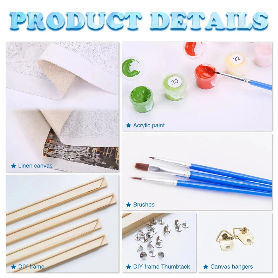 DIY Paint by Numbers Kit for Adults - Natural Scenery & Botanical Canvas Art