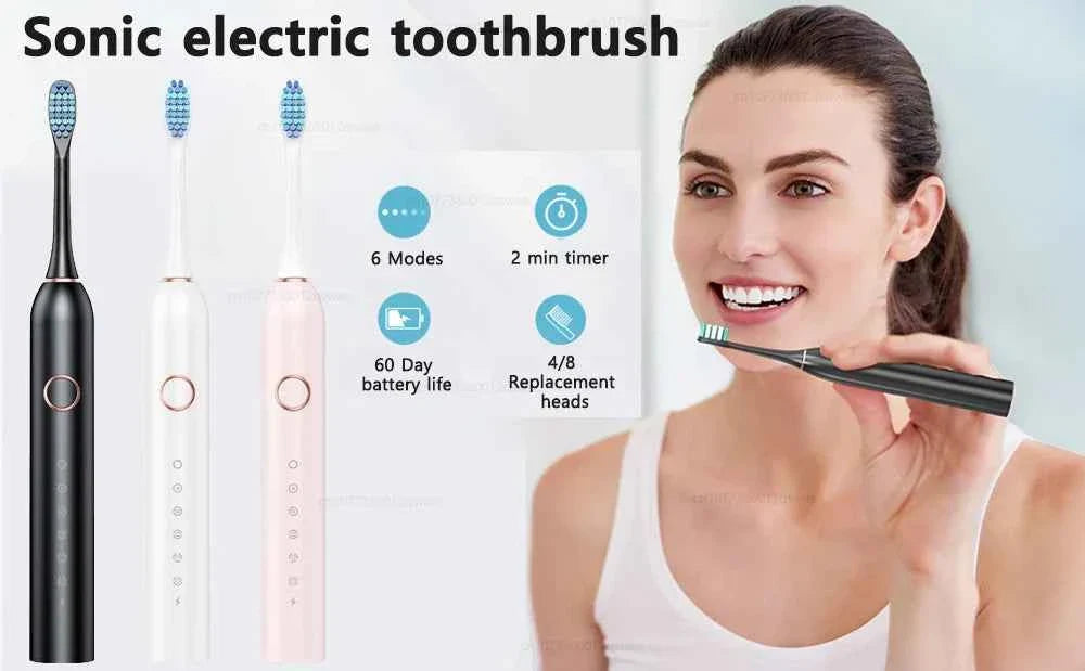 Sonic Electric Toothbrush for Adults Electronic Tooth Brush With Timer Rechargeable Electric Toothbrush with 8 Brush Heads