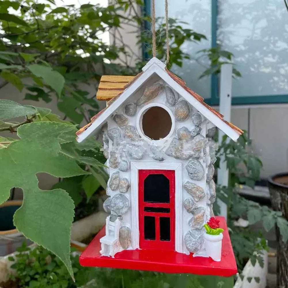 Crafts Resin Bird House Durable Hanging Bird Feeder Exquisite Garden Bird Villas Courtyard