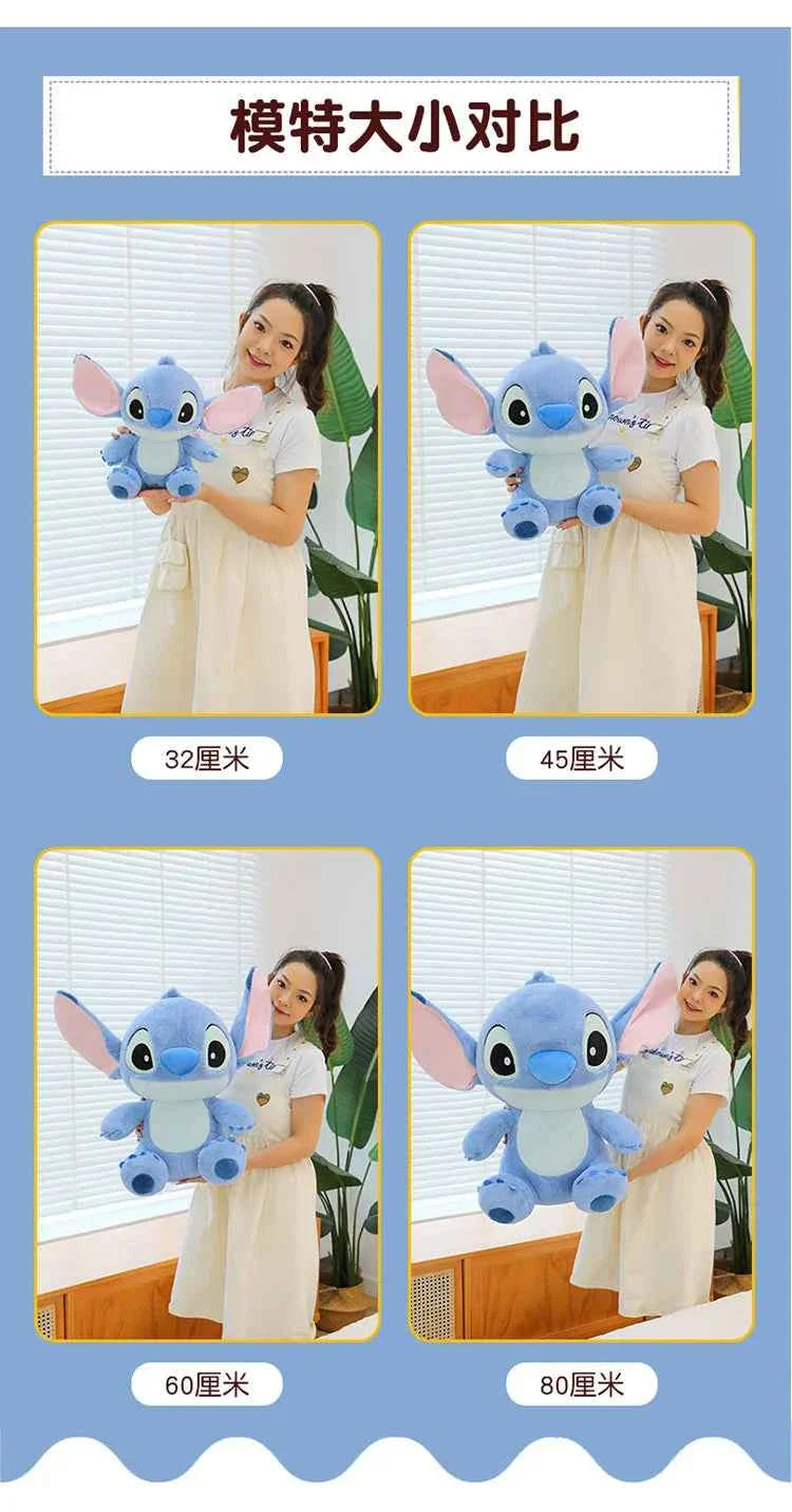 Disney Cute Blue Stitch Stuffed Plush Toy Cartoon Anime Stitch Kawaii Sleeping Pillow Plush Doll Giving Girls Birthday Gifts