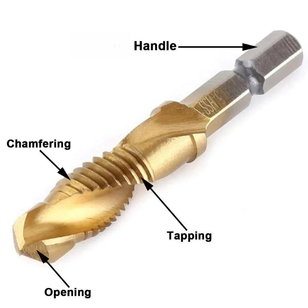 LiYu Shank Titanium Plated HSS Screw Thread Metric Tap Drill Bits Screw Machine Compound Tap M3 M4 M5 M6 M8 M10 Hand Tools