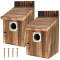 2Pcs Wooden Bird House Outdoor Weatherproof Parrot Bird Nest Breeding Sleeping Box Birdhouse Garden Patio Decorative