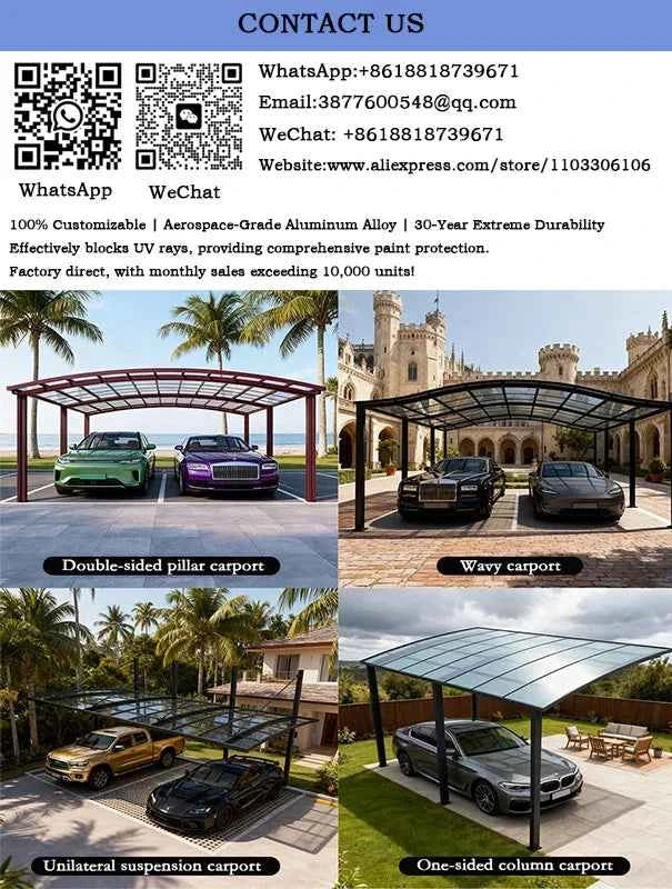 Home Villa Gazebos Garden Outdoor Canopy Tent Modern Custom Parking Shed Sunshade Awning Patio Pergola Aluminum Alloy Carport