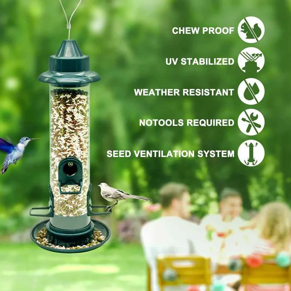 Hanging Wild Bird Feeder Outdoor Pet Food Dispenser Multiple Holes Bird Feeder Automatic Foot Feeding Tool for Flying Animals