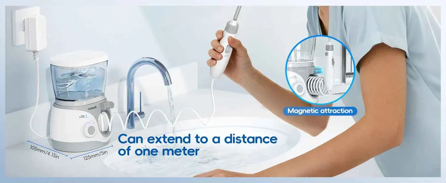 Home Water Flosser, 600 ml Large Capacity,10 Adjustable Pressures,6 Home Nozzles Professional Oral Irrigator for Teeth Clean