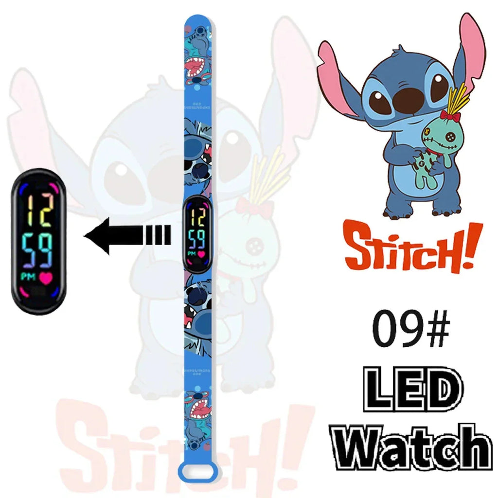 Disney Stitch Digital Kids' Watches Anime Figures LED Luminous Watch Touch Waterproof Electronic Sports Watch Kids Birthday Gift
