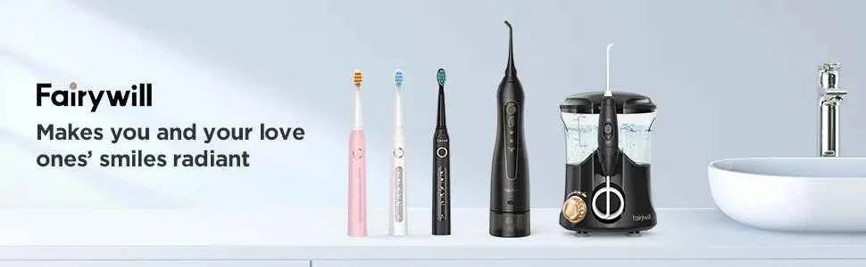 Fairywill Portable Oral Irrigator - 300ML Rechargeable Water Flosser with 3 Cleaning Modes