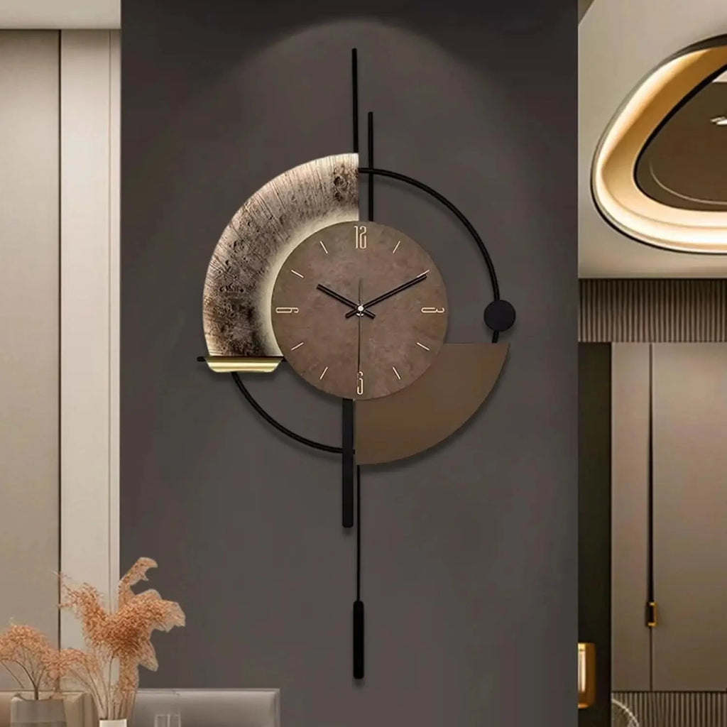 Decorative Wall Clock with Pendulum, Silent Quartz Movement, Large Modern Design for Living Room, Kitchen, Bedroom