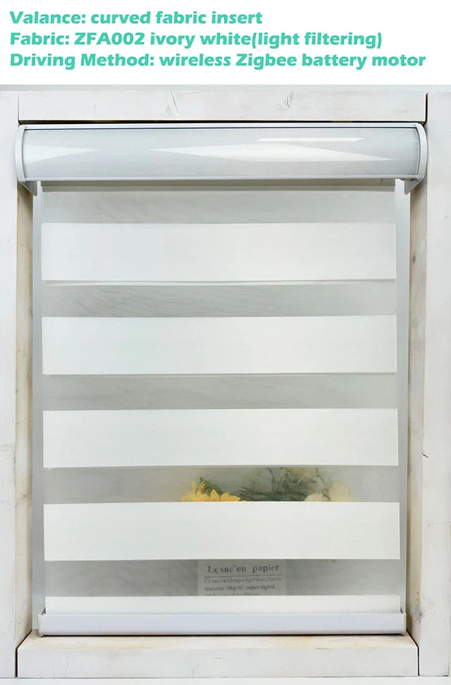 Decopedia Custom Made Zebra Blinds for Windows Motorized Roller Blinds Blackout Day and Night Window Blinds for Sliding Door