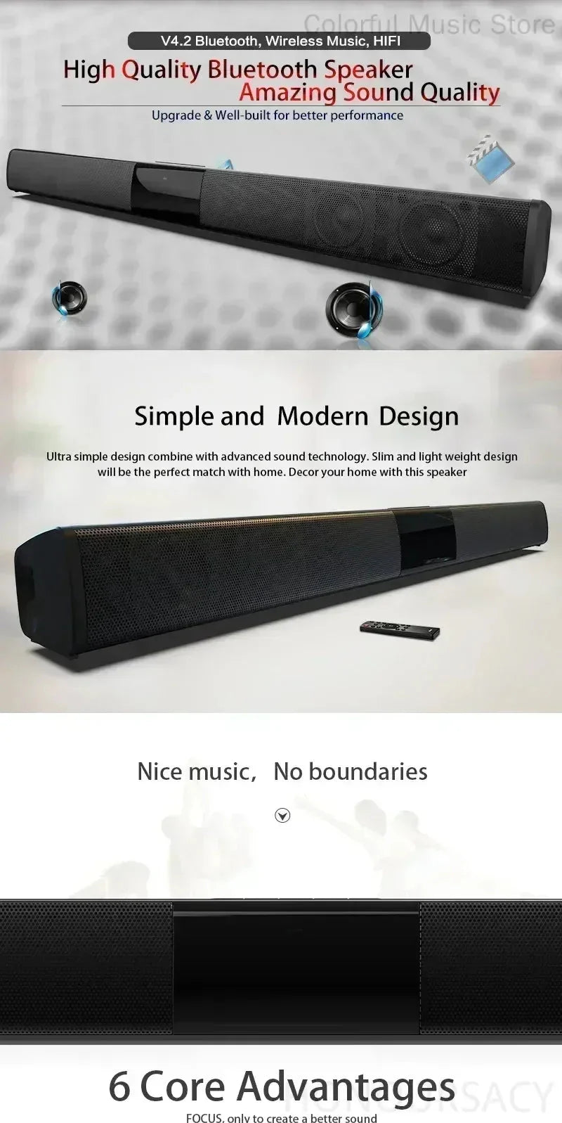 BS-28B High Quality Bluetooth Speaker High Power Wallmounted Wireless 40w Sound Bar Stereo Home Theater TV Strong Bass Sound Bar