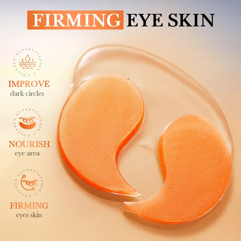 BIOAQUA Vitamin C & Collagen Eye Mask (80 Count) - Brightening Under Eye Patches for Dark Circles, Puffiness, and Anti-Aging Hydration