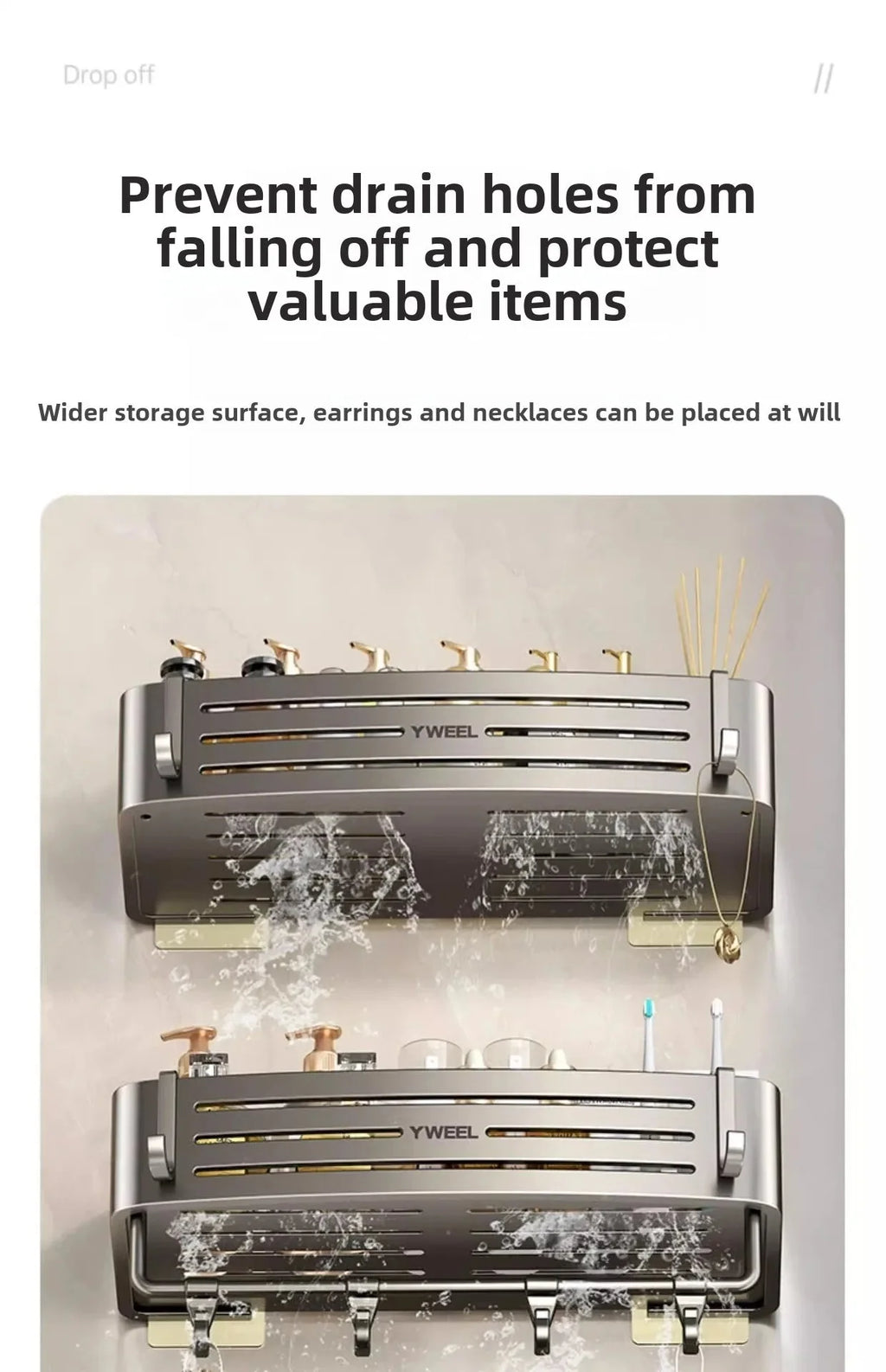 Bathroom storage shelf Bathroom toilet washstand Hand washing bathroom shower gel Wall storage shelf free of holes