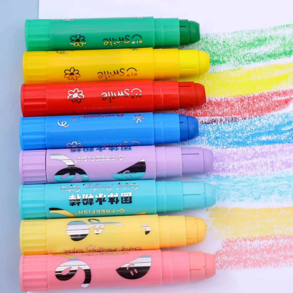 8/12 Colors Crafts Paint Sticks Color Solid Painting Stick Washable Paint Sticks Drawing Graffiti Art for Kids and Students
