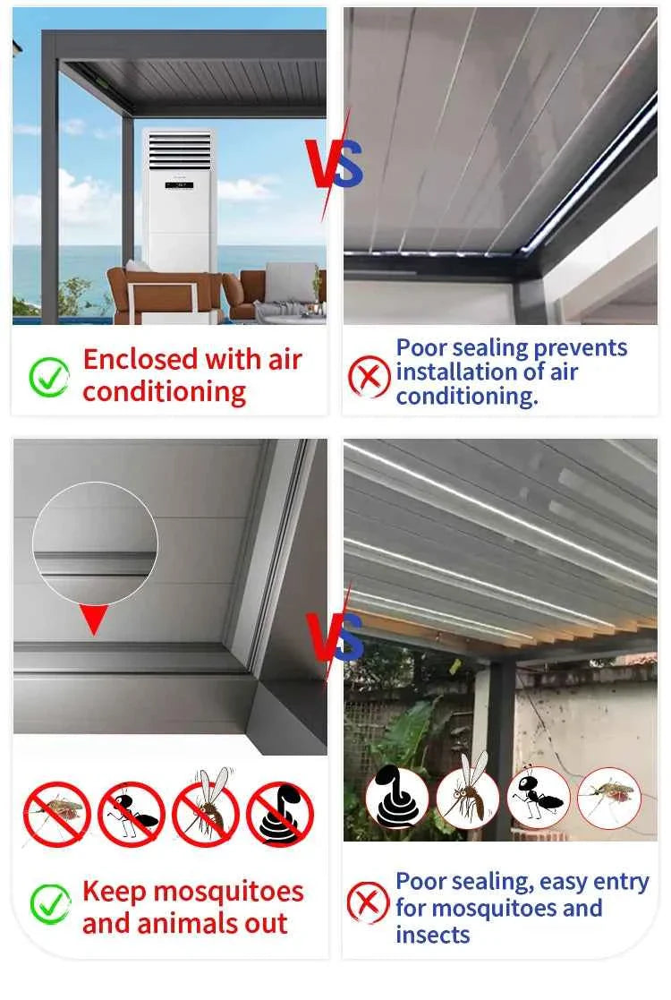 VMotorized Retractable Roof Pergola - Automatic PVC Gazebo & Metal Folding Roof System