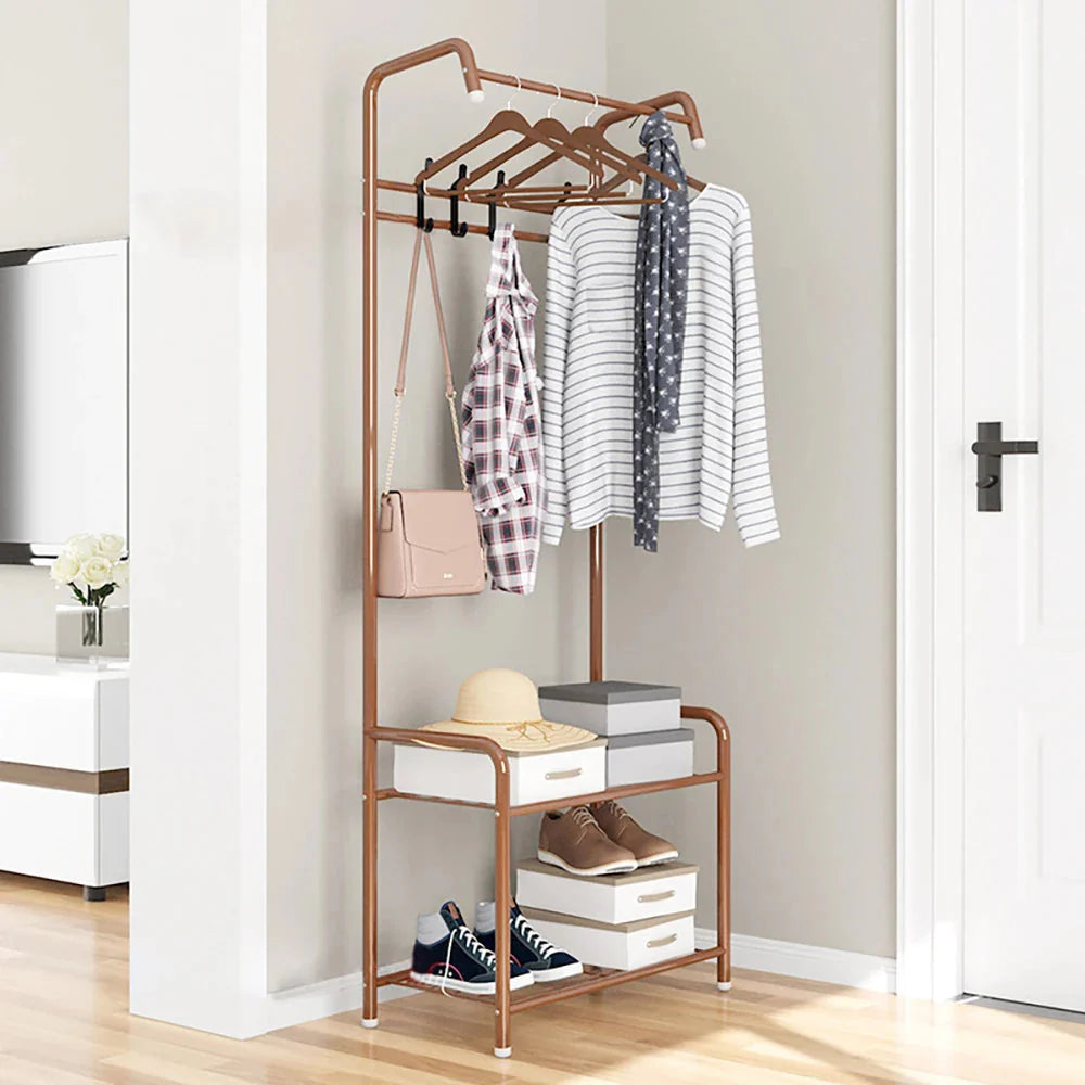 Independent Hanger Brown Metal Shoe Hanger 4 Hooks Clothes Rack Clothes Hangers Coat Hanger Stand Wardrobe Stand