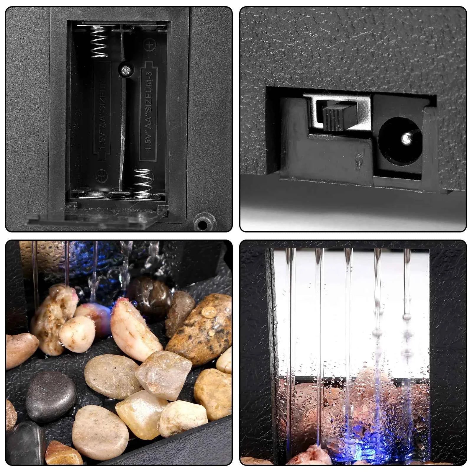 Desktop Water Fountain LED Indoor Decorative Fountain Creative Craft Home Decor Small Waterfall Fountains Zen Meditation Fountai