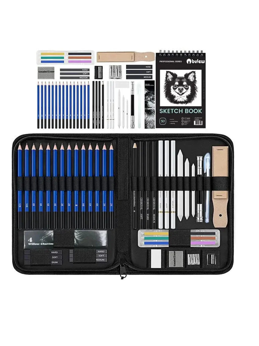 Bview Art Pro Art Kit 49pcs - Sketching Supplies Set with Graphite/Charcoal Pencils, Sketch Pad & Tools for Artists Adults