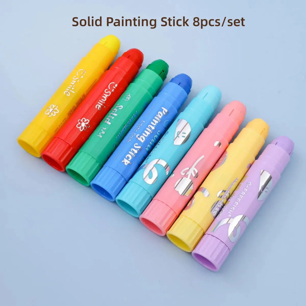 8/12 Colors Crafts Paint Sticks Color Solid Painting Stick Washable Paint Sticks Drawing Graffiti Art for Kids and Students
