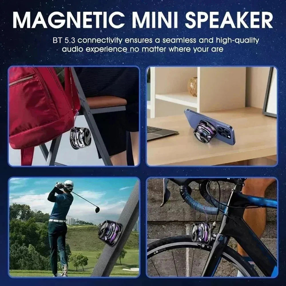 Magnetic Portable Bluetooth Speaker Mini Sound Box HiFi Stereo Soundbar Wireless Loudspeaker with LED Color Light Phone Holder