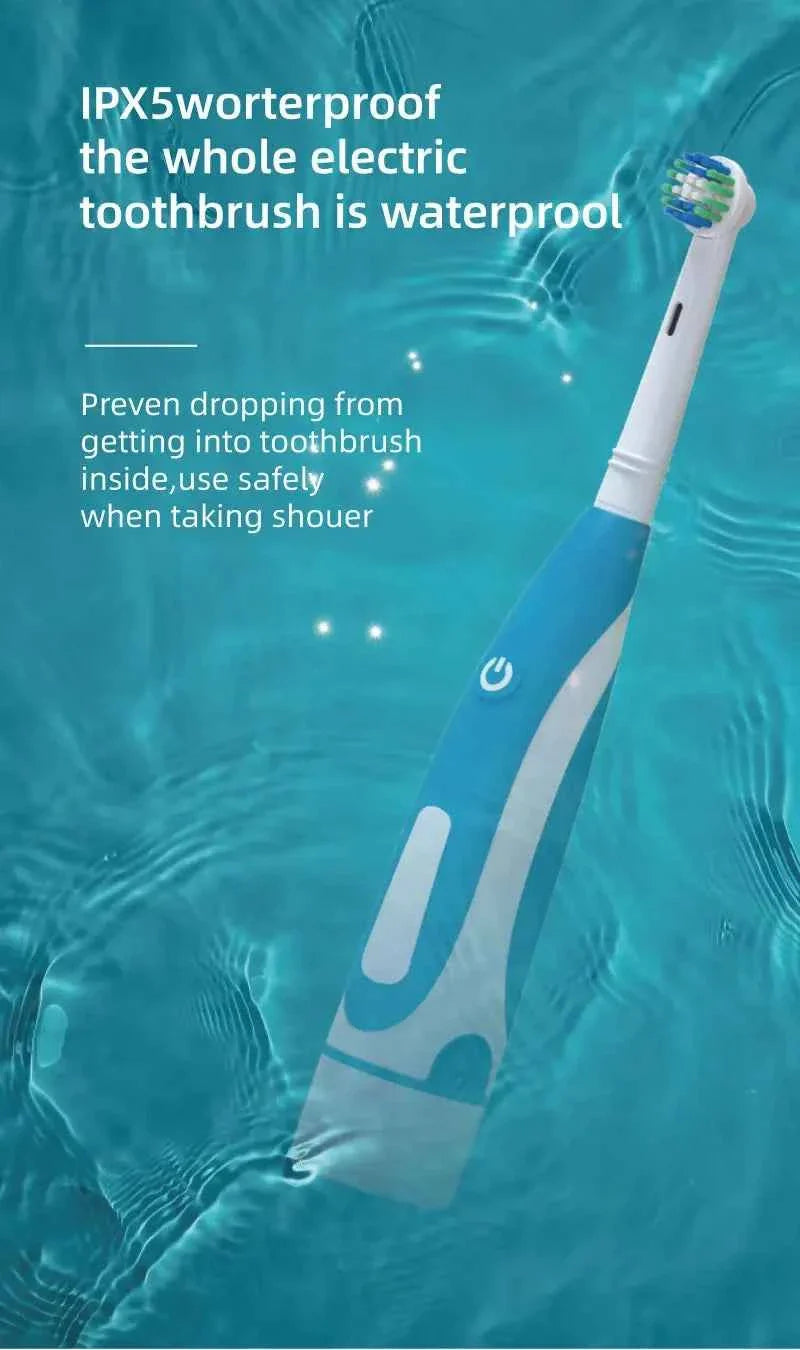 Electric Toothbrush Rounded 3D Heads Teeth Brush Soft Bristle Vibrate Rotation Gum Care Battery Power Teeth Whitening For Adults