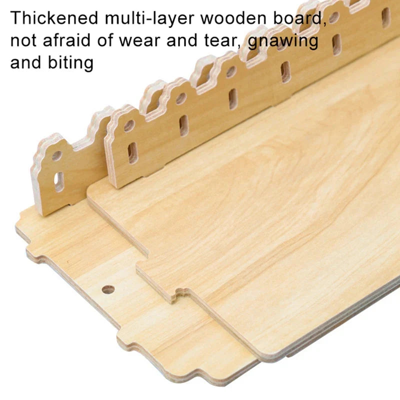 Hamster Habitat Décor Wooden Double-Layer Platform with Ladder Durable Pet Toy Accessory for Gerbil Guinea Pig and Small Animals