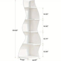 5-Tier Wave Bookshelf  Modern curved corner shelf with metal frame and wooden shelves, white finish, sturdy floor design bedroom