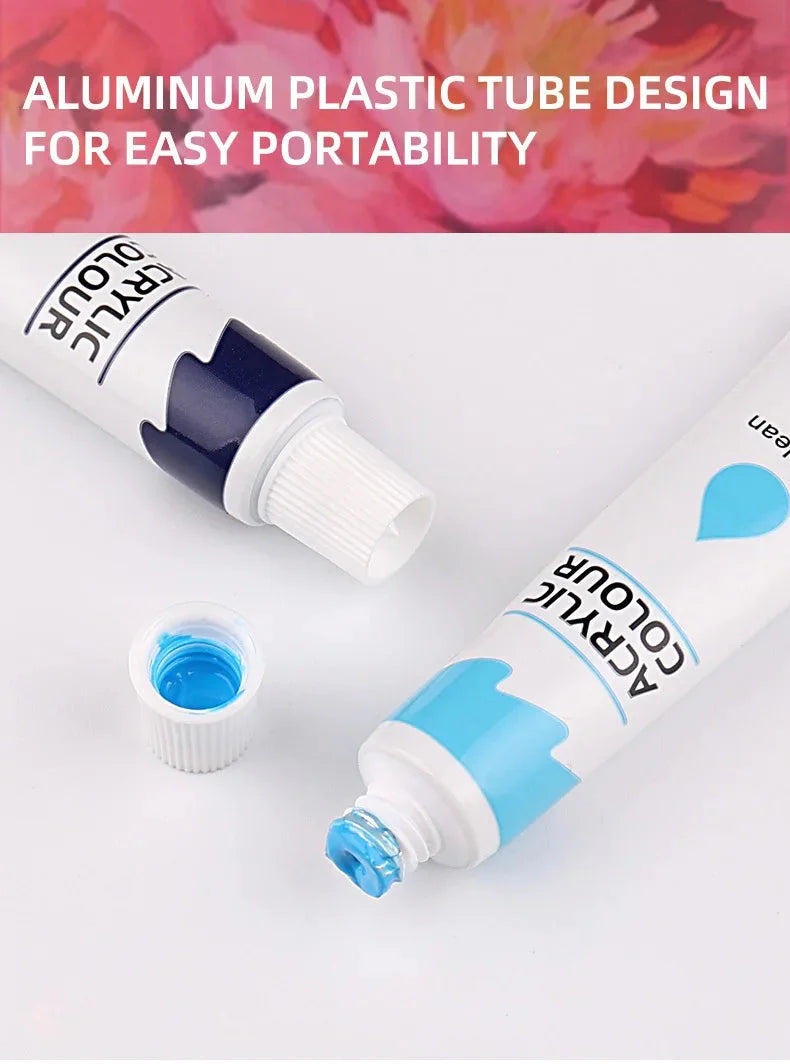 12 Color Acrylic Paint Set 9ml Tubes Waterproof Art Supplies for Beginner Artists DIY Painting on Canvas Wall Art Craft Projects