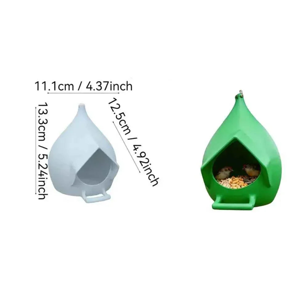 House Shape Waterproof Hanging Bird Feeder Rainproof Large Capacity Hummingbird Feeder with Stand Birds Food Catcher Outdoor