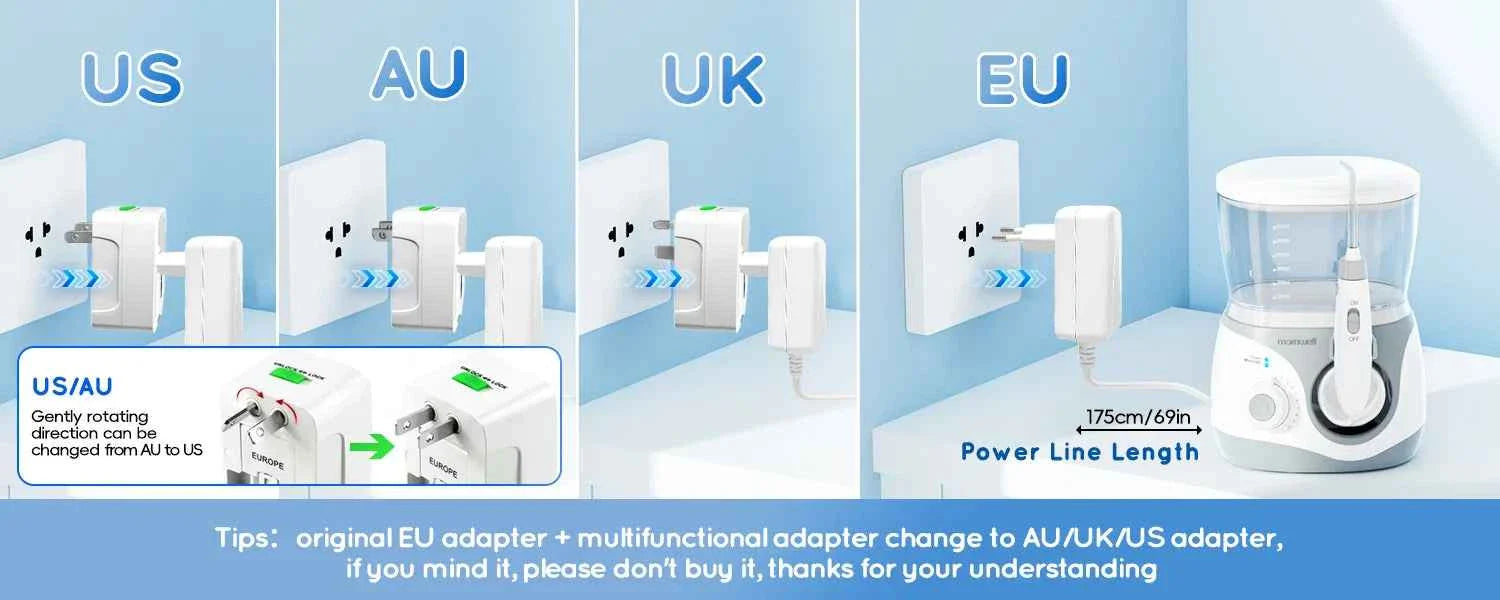 Home Water Flosser, 600 ml Large Capacity,10 Adjustable Pressures,6 Home Nozzles Professional Oral Irrigator for Teeth Clean