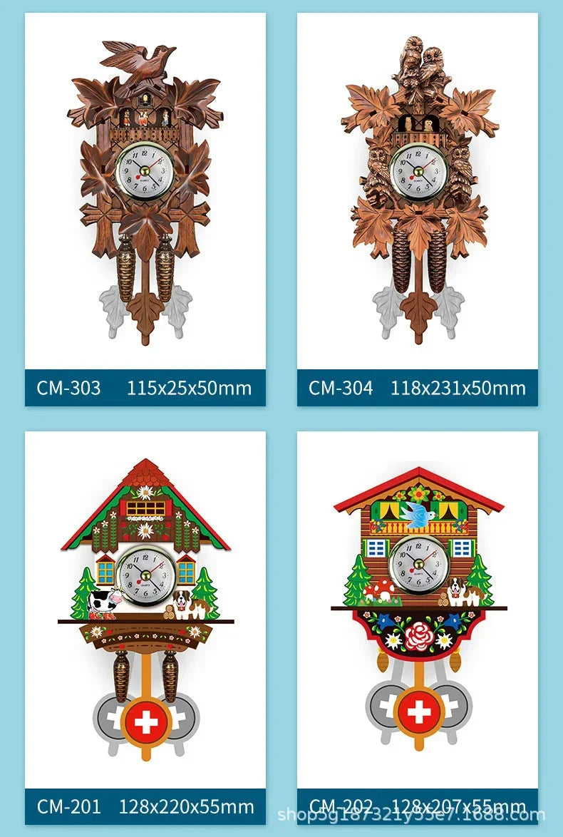 Wooden Hanging Wall Clock Bird Alarm Clock Cuckoo Clocks For Home Decoration Quartz Watch Decorative Home Decor