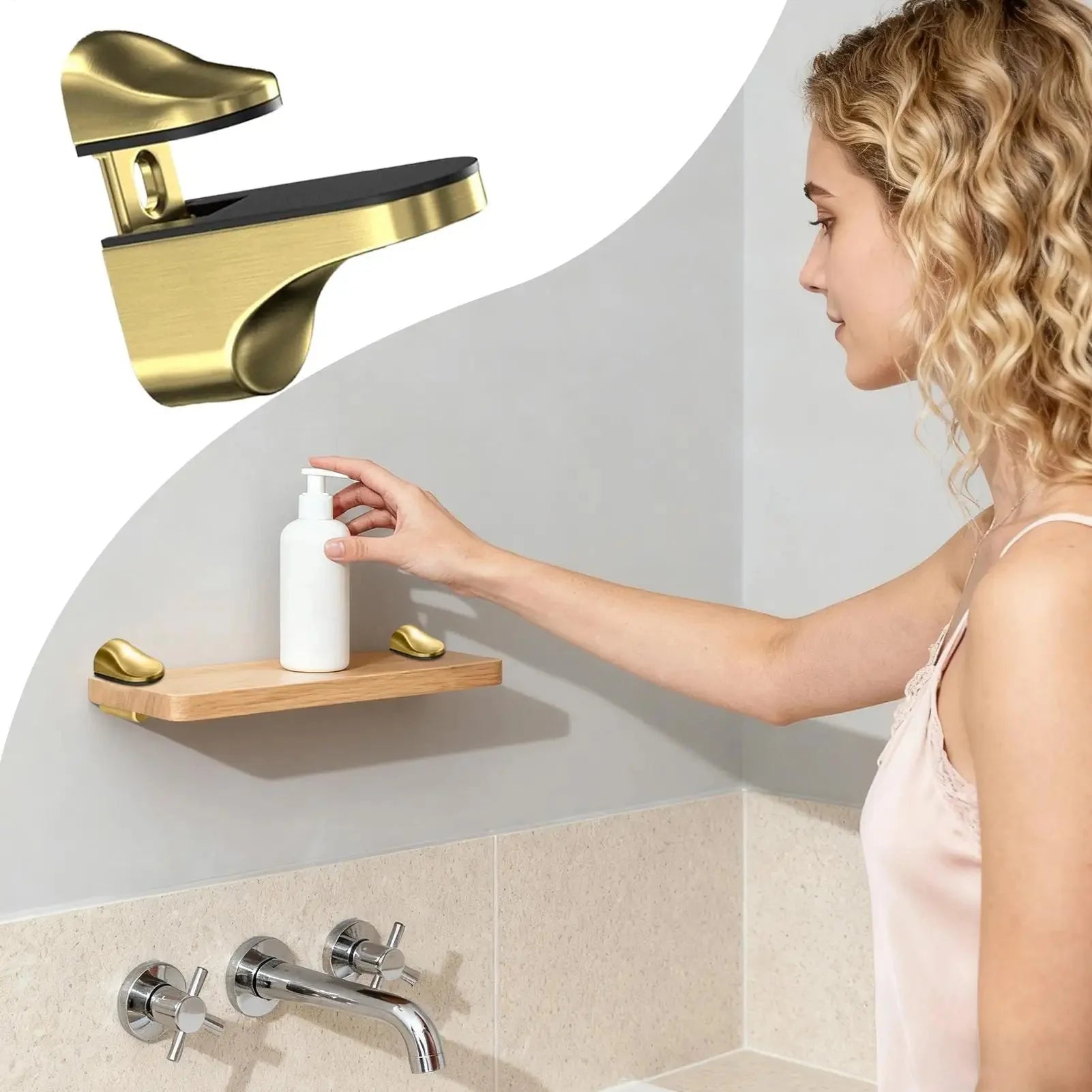 Shelf Brackets Adjustable Shower Glass Shelf Brackets Holder Parts Holder Support Clip Hardware for Wood Acrylic Cabinet Bar